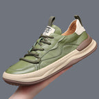 Idris - Men's Casual Green Faux Leather Sneakers