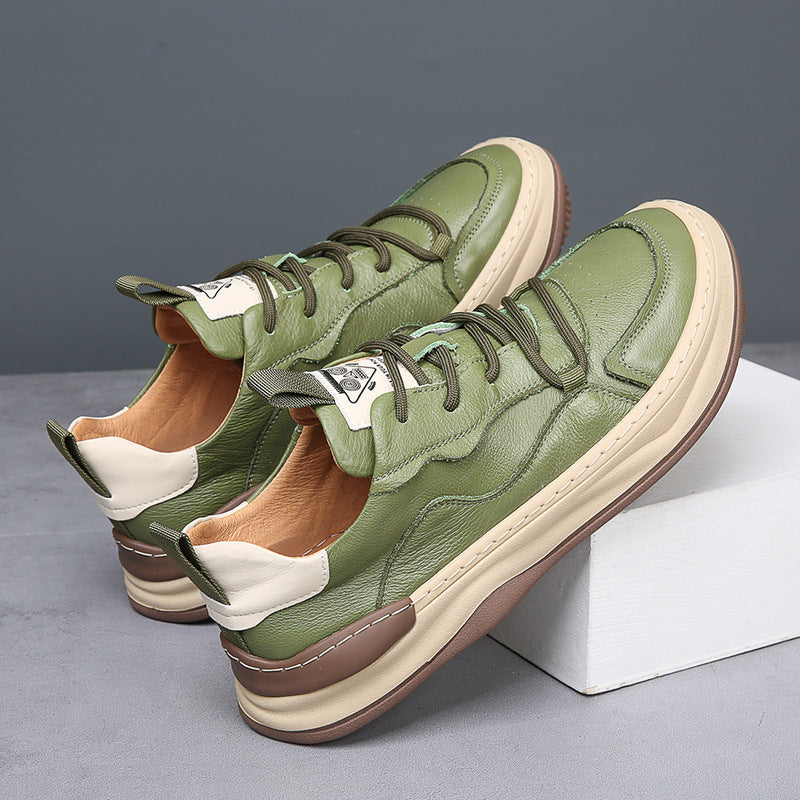 Idris - Men's Casual Green Faux Leather Sneakers