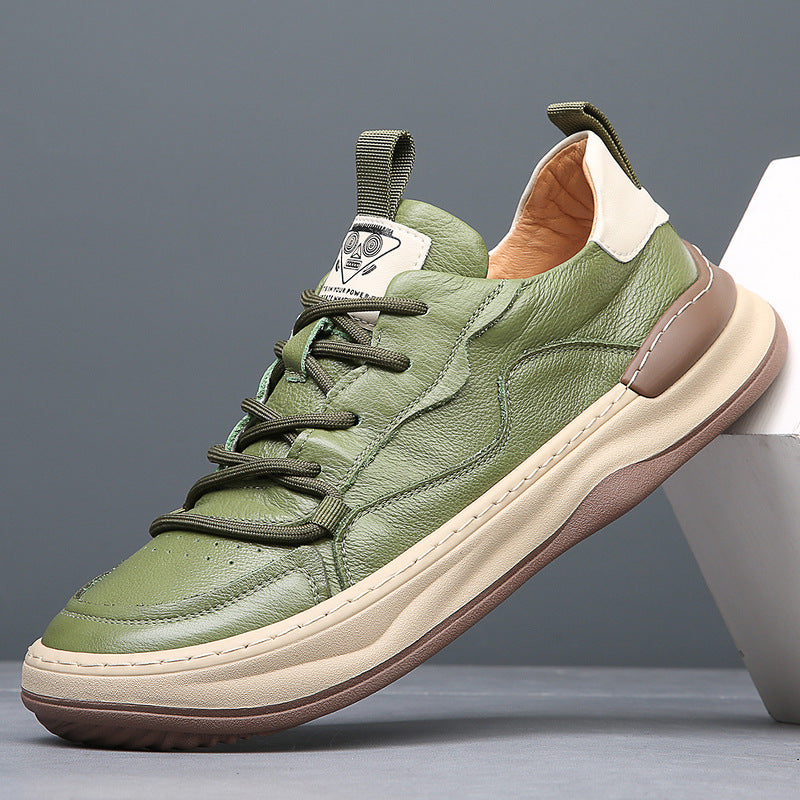 Idris - Men's Casual Green Faux Leather Sneakers