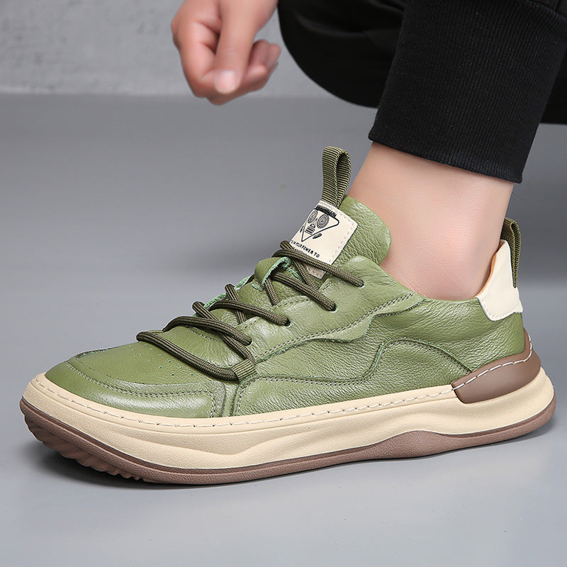 Idris - Men's Casual Green Faux Leather Sneakers