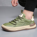Idris - Men's Casual Green Faux Leather Sneakers