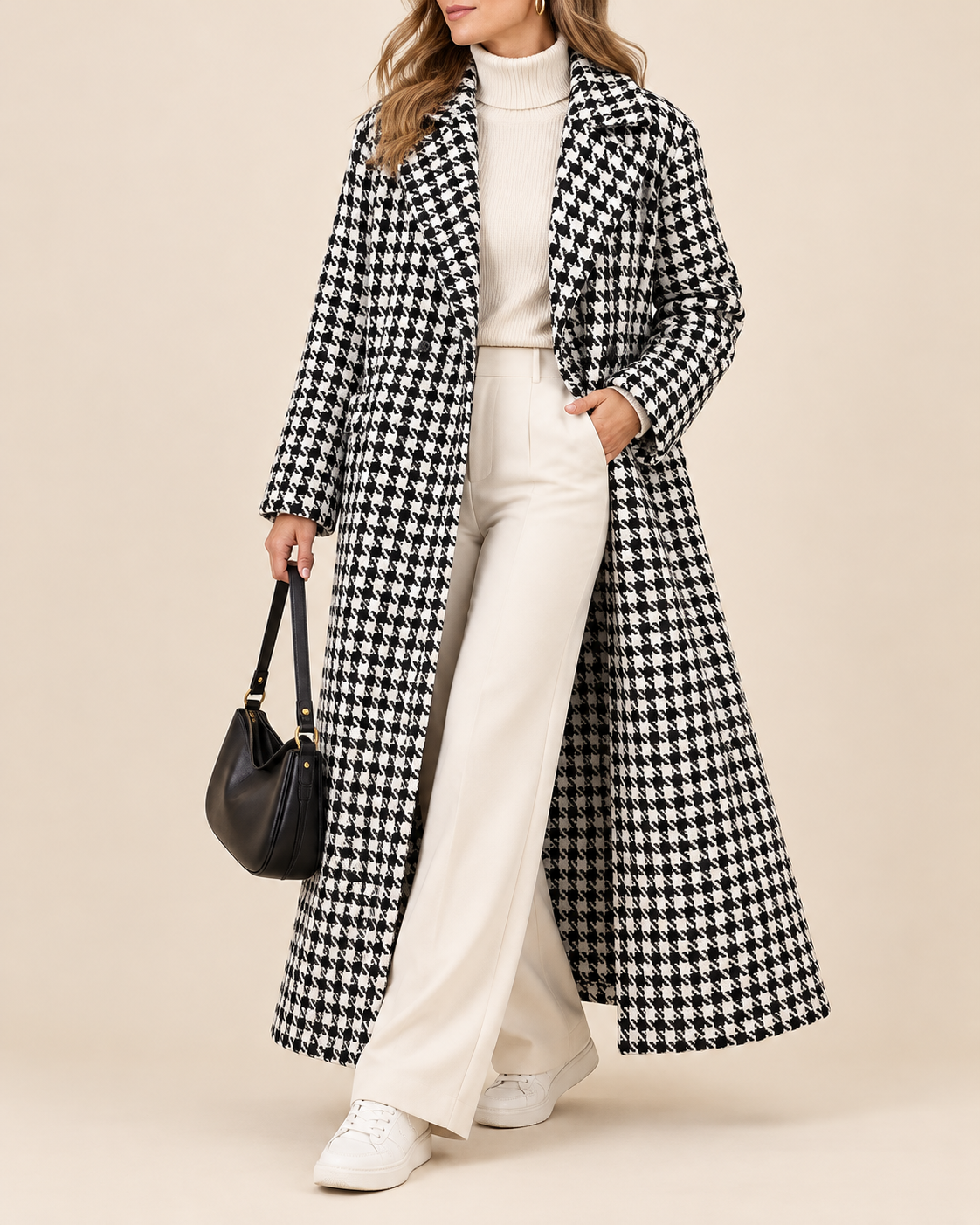 Rowan | Women's Stylish Houndstooth Trench Coat