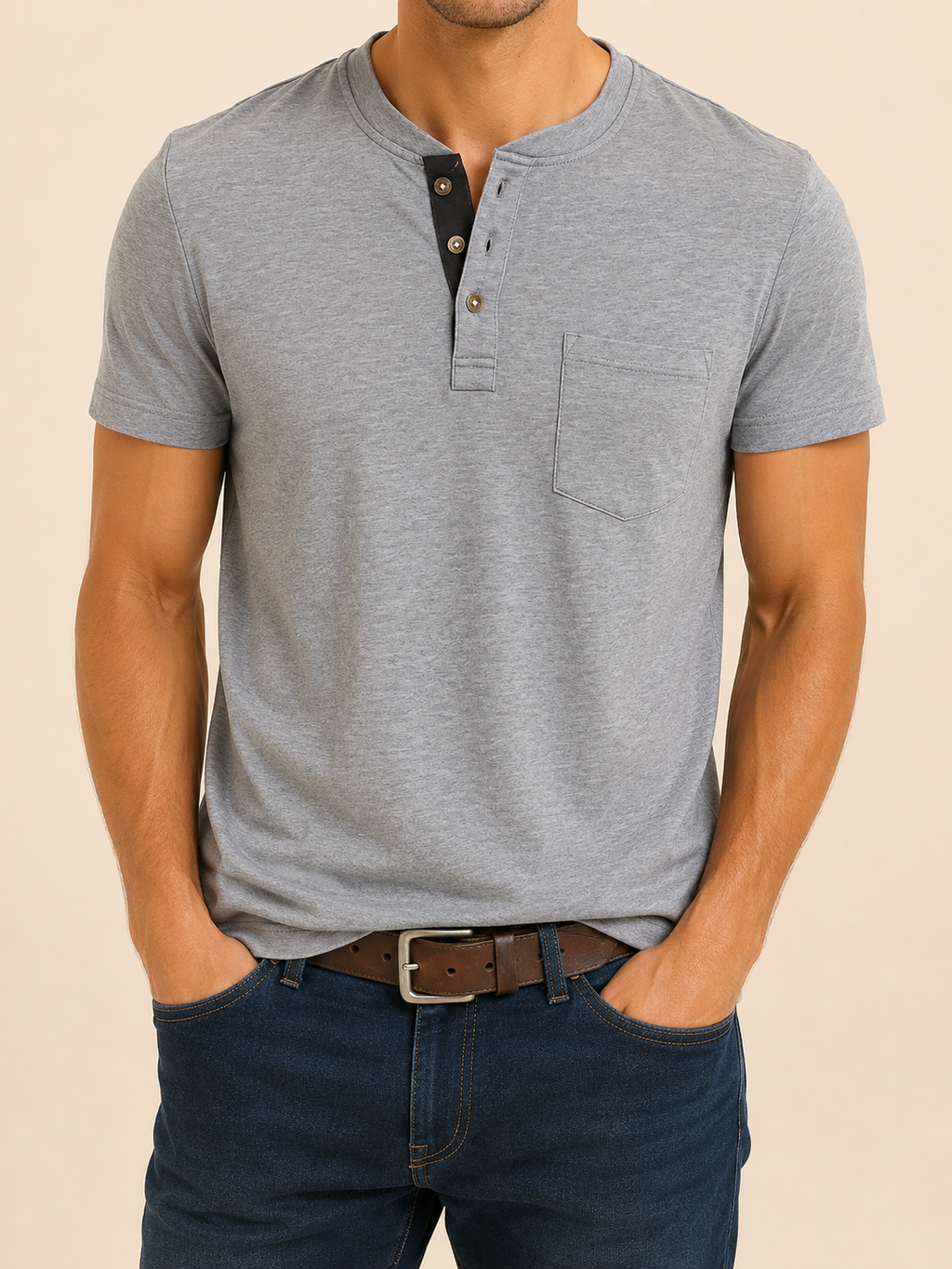 Rylan | Men's Short-Sleeve Henley Shirt with Chest Pocket