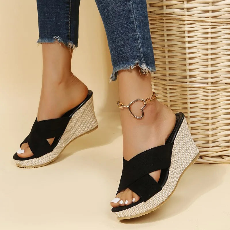 Sienna | Women's Wedge Sandals with Cross Strap