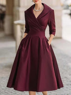 Isolde | Women's Elegant Long Sleeve Midi Dress
