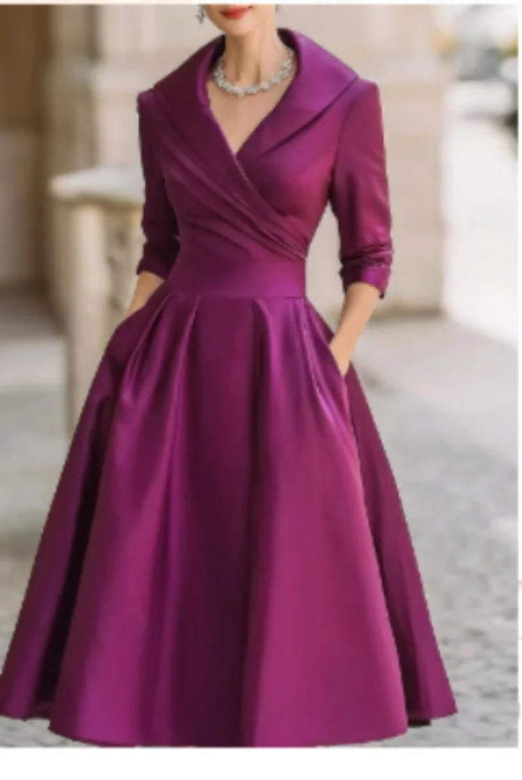 Isolde | Women's Elegant Long Sleeve Midi Dress