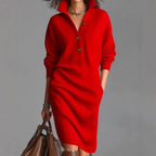 Thea | Women's Chic Sweater Dress with Button Detail