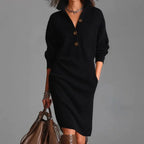 Thea | Women's Chic Sweater Dress with Button Detail
