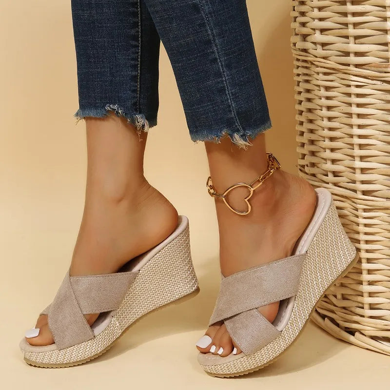 Sienna | Women's Wedge Sandals with Cross Strap