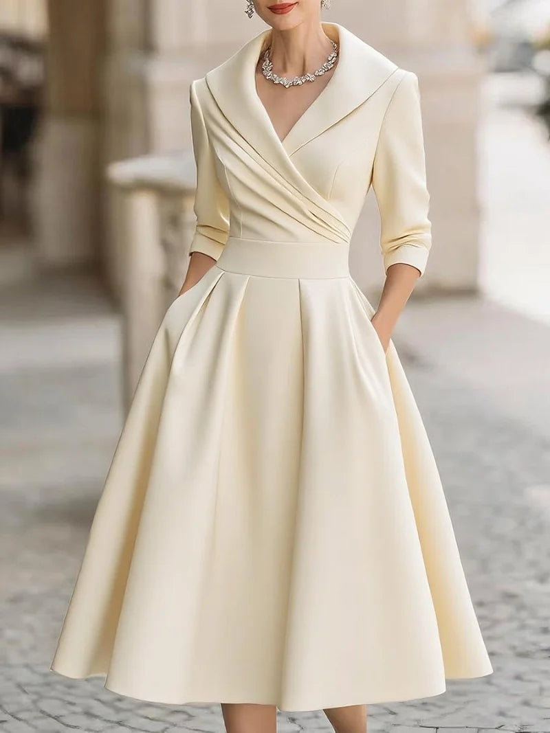Isolde | Women's Elegant Long Sleeve Midi Dress