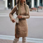Sienna | Women's Turtleneck Cable Knit Sweater Dress