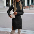 Sienna | Women's Turtleneck Cable Knit Sweater Dress