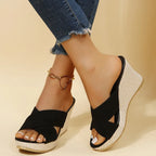 Sienna | Women's Wedge Sandals with Cross Strap