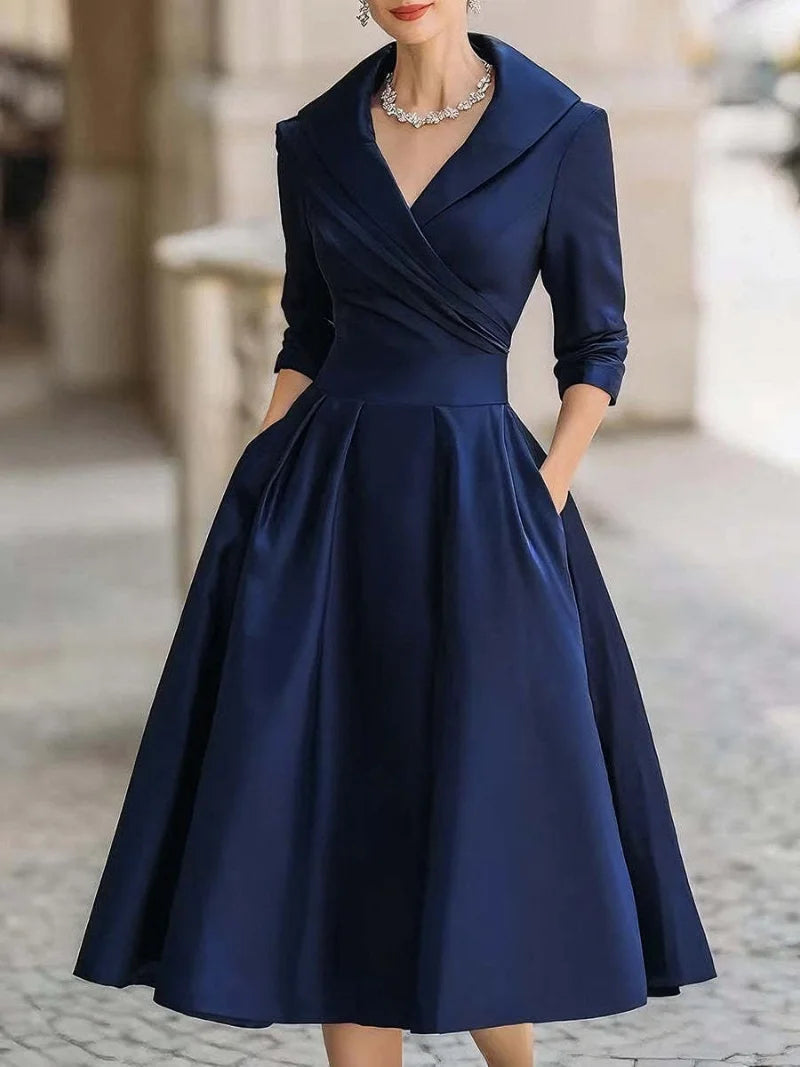 Isolde | Women's Elegant Long Sleeve Midi Dress