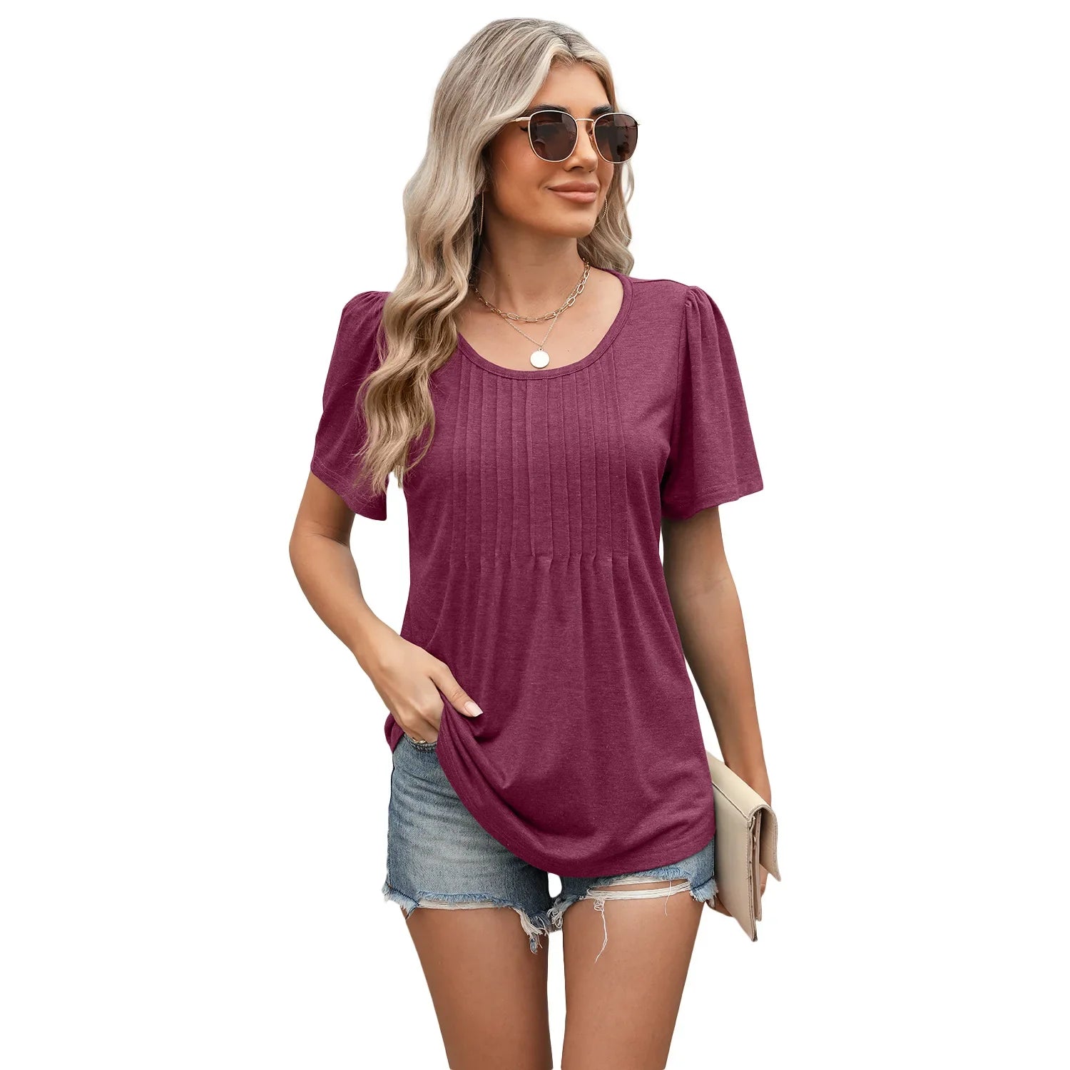 Sutton | Women's Casual Short-Sleeve Peplum Top