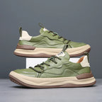 Idris - Men's Casual Green Faux Leather Sneakers