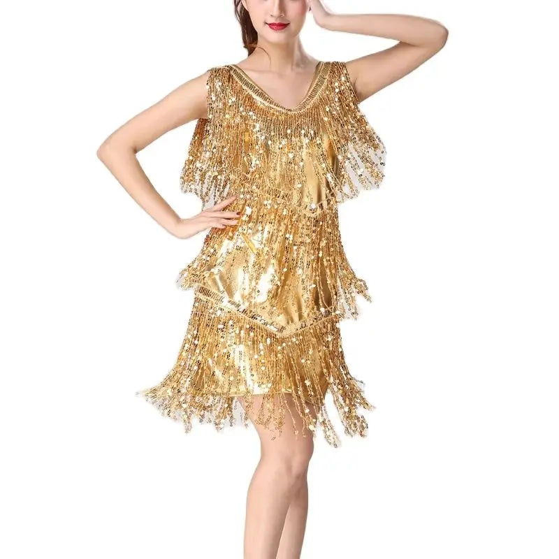 Celeste | Women's Gold Sequin Flapper Dress