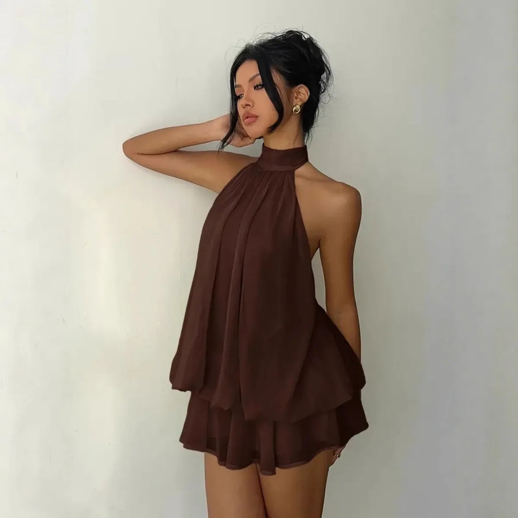 Mette | Women's Chic Halter Layered Cocktail Dress