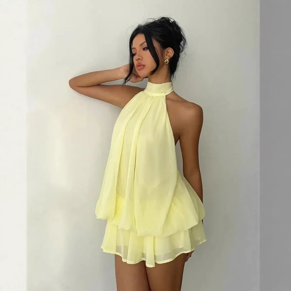 Mette | Women's Chic Halter Layered Cocktail Dress