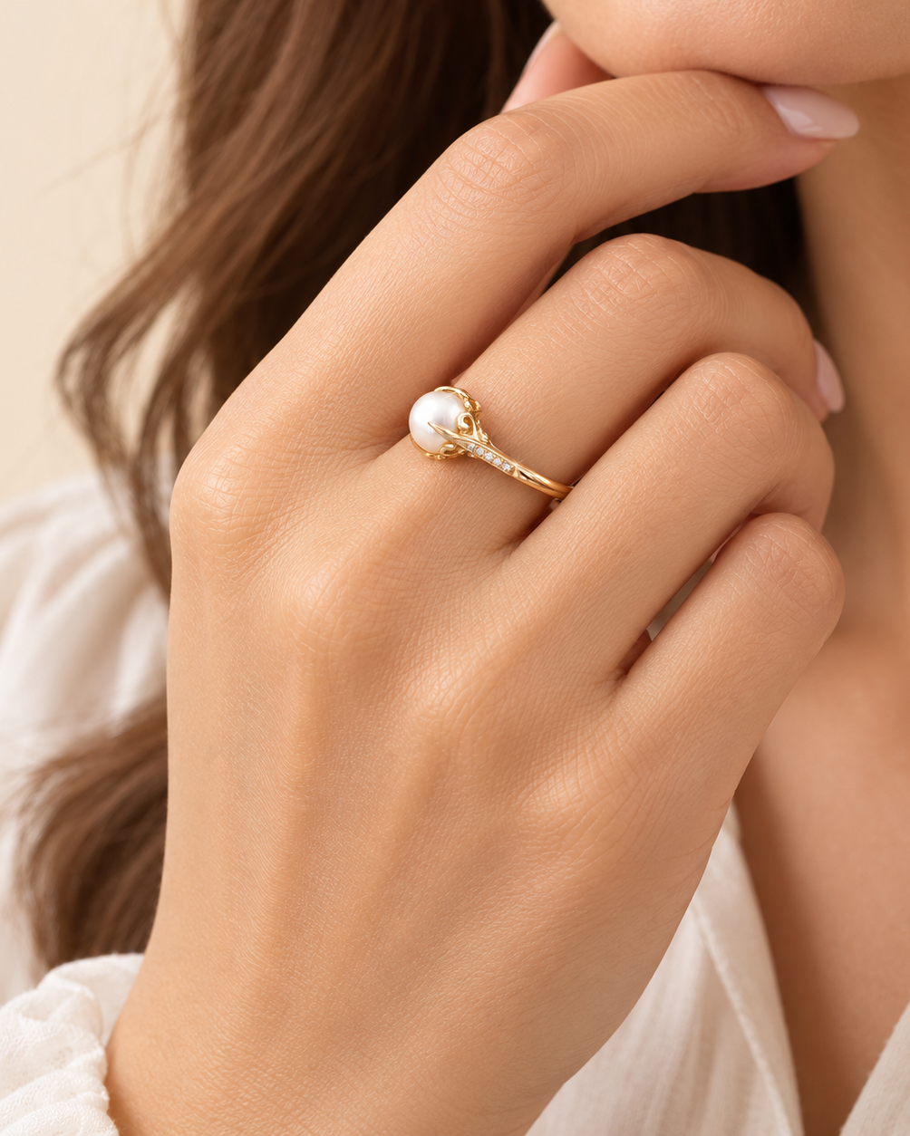 Sable | Women's Elegant Pearl and Crystal Accent Ring