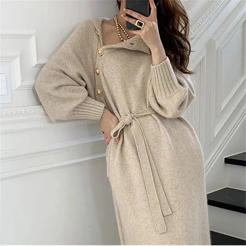 Priya | Women's Long Sleeve Turtleneck Sweater Dress