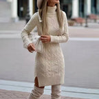 Sienna | Women's Turtleneck Cable Knit Sweater Dress