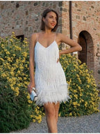 Tahlia | Women's Chic Flapper Dress with Feather Trim