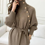 Priya | Women's Long Sleeve Turtleneck Sweater Dress