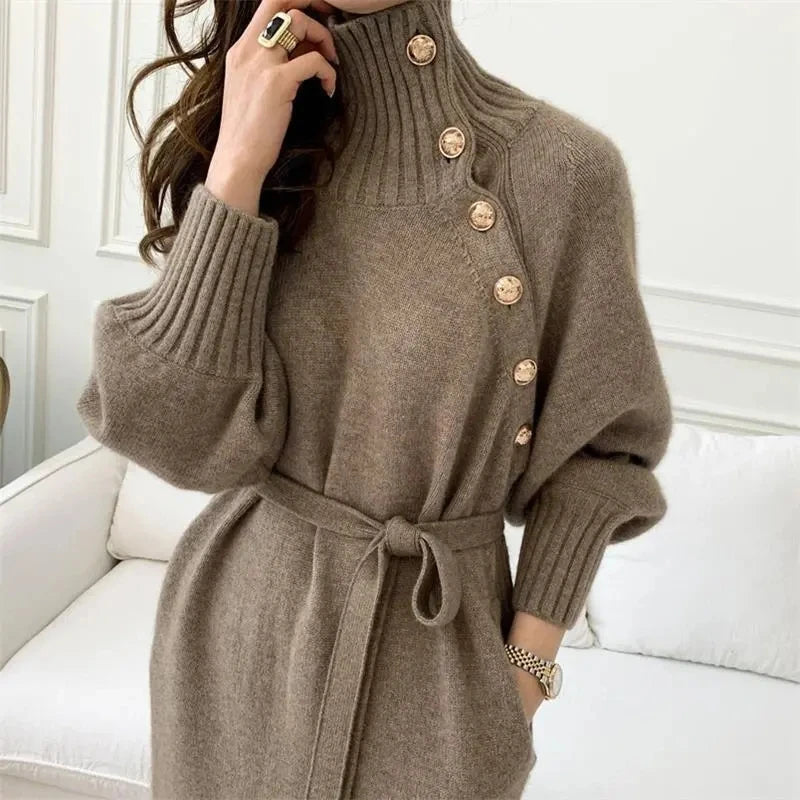 Priya | Women's Long Sleeve Turtleneck Sweater Dress