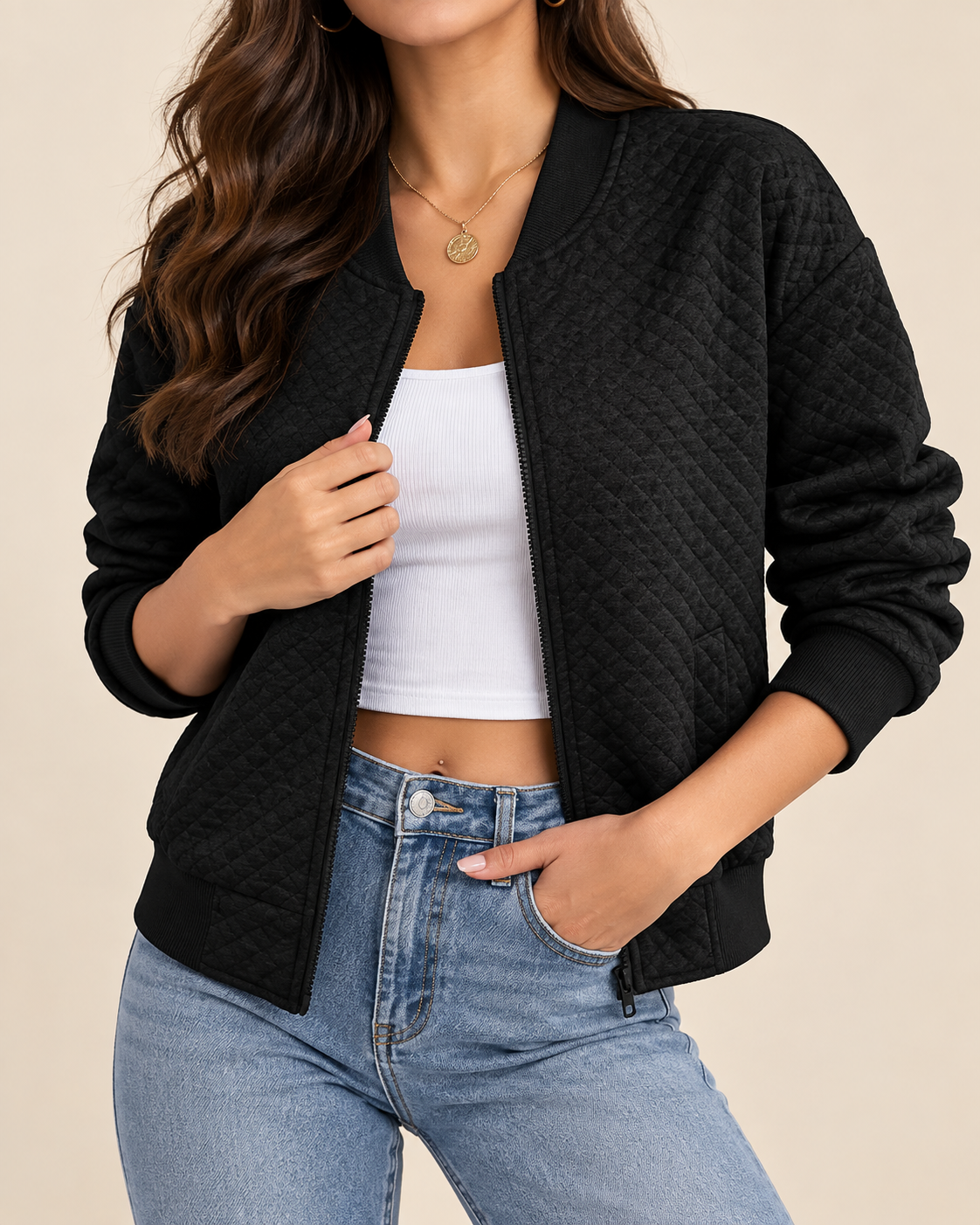 Selene | Women's Chic Quilted Bomber Jacket
