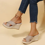 Sienna | Women's Wedge Sandals with Cross Strap