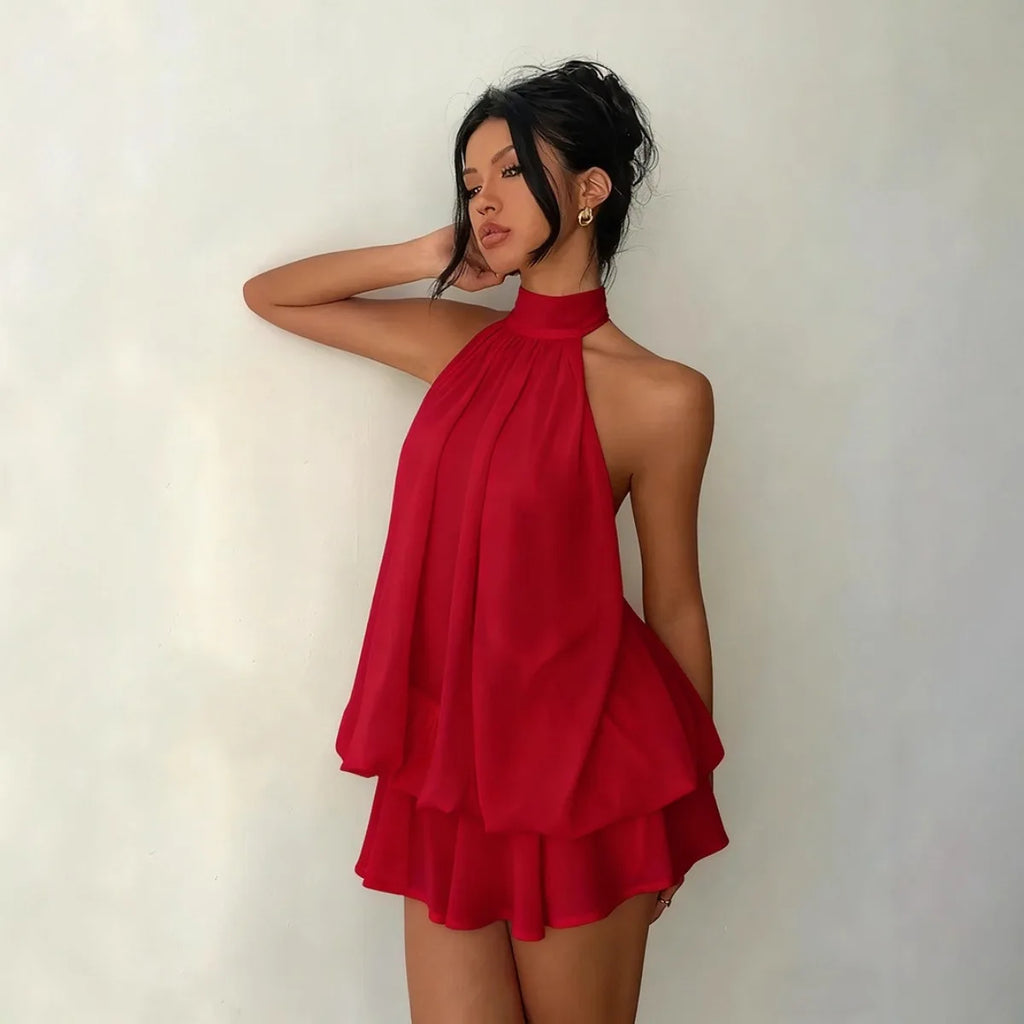 Mette | Women's Chic Halter Layered Cocktail Dress