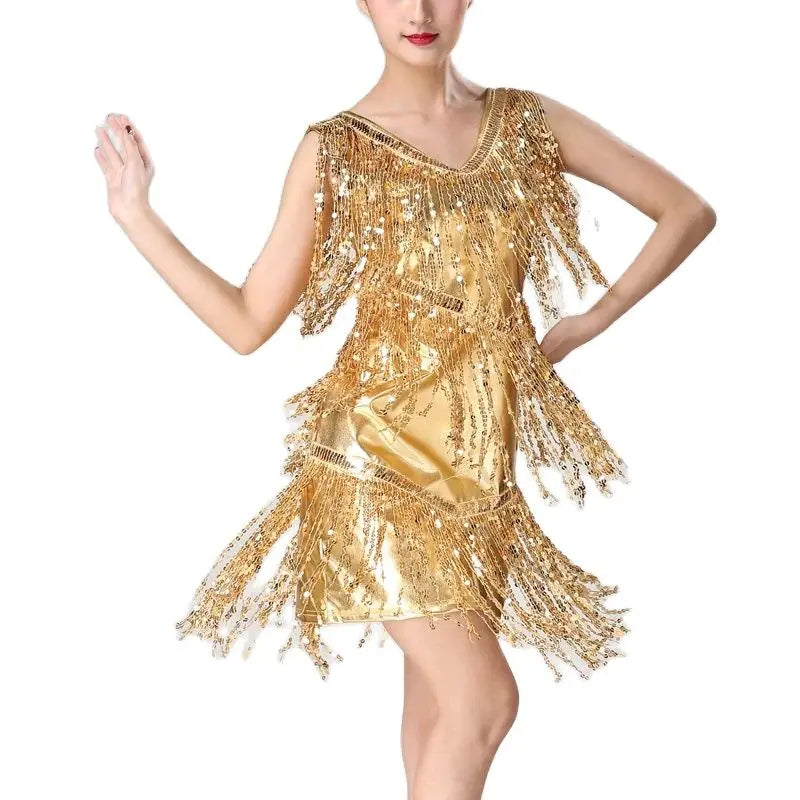 Celeste | Women's Gold Sequin Flapper Dress