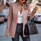 Amara | Women's Chic Textured Blazer with Soft Pink Hue