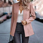 Amara | Women's Chic Textured Blazer with Soft Pink Hue