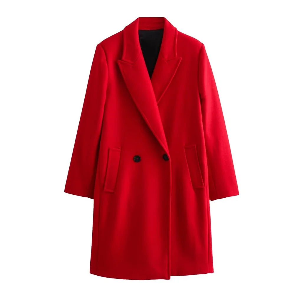 Wren | Women's Chic Double-Breasted Red Coat