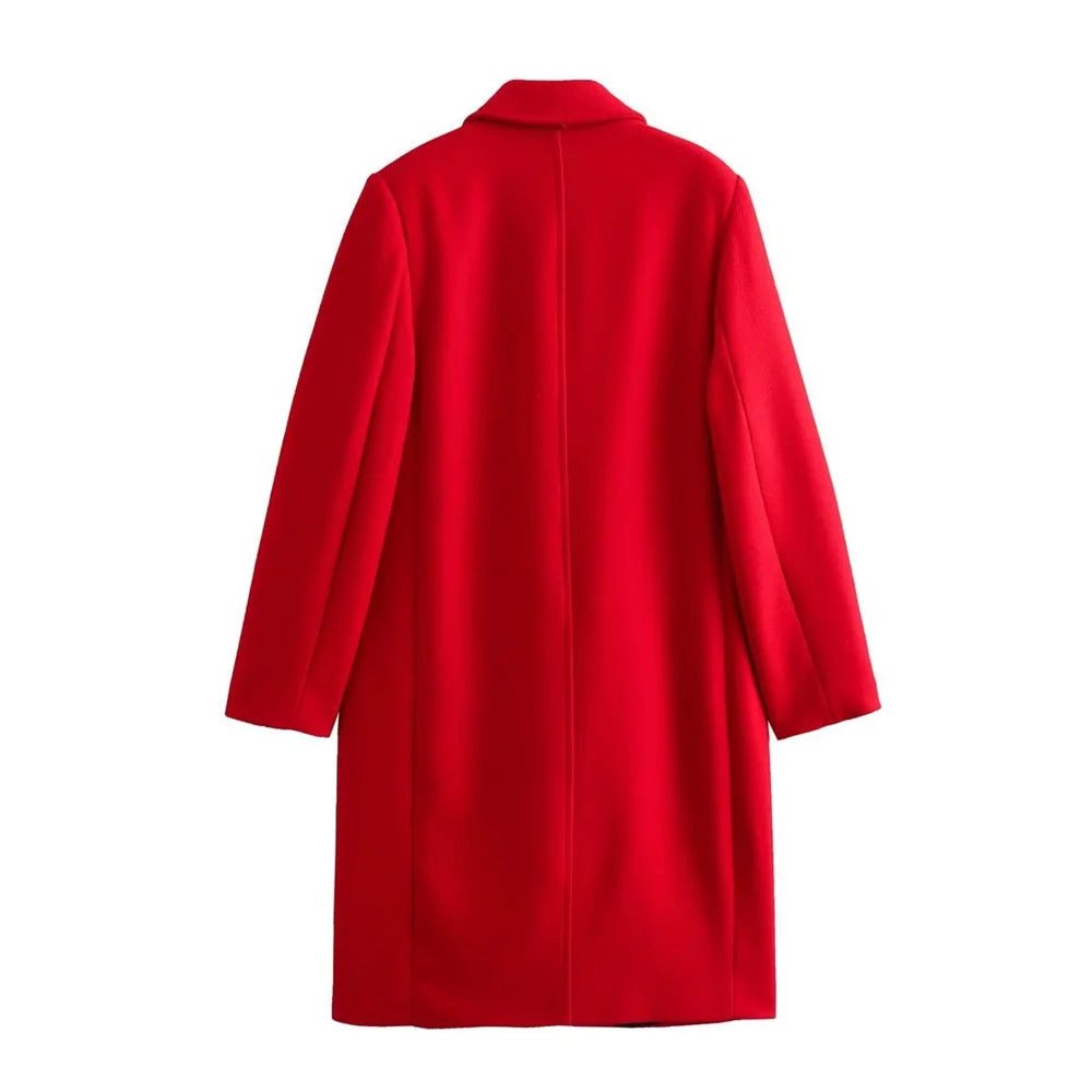 Wren | Women's Chic Double-Breasted Red Coat