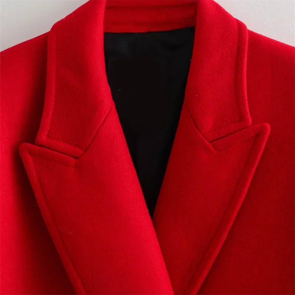Wren | Women's Chic Double-Breasted Red Coat