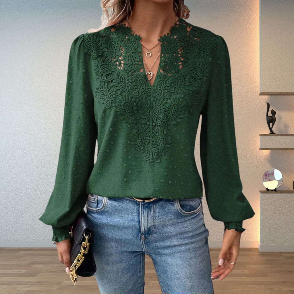 Kaia | Women's Elegant Lace V-Neck Blouse