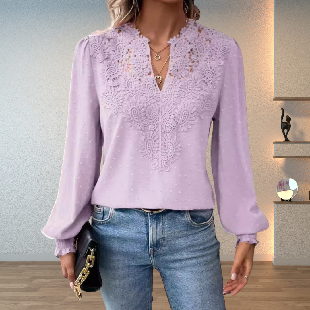 Kaia | Women's Elegant Lace V-Neck Blouse