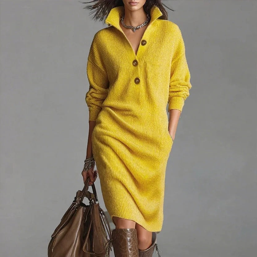 Thea | Women's Chic Sweater Dress with Button Detail