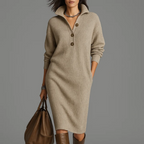 Thea | Women's Chic Sweater Dress with Button Detail