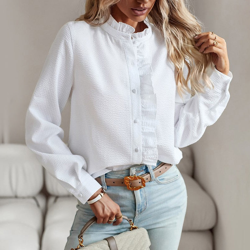 Jolene | Women's Ruffle Detail Button-Up Shirt