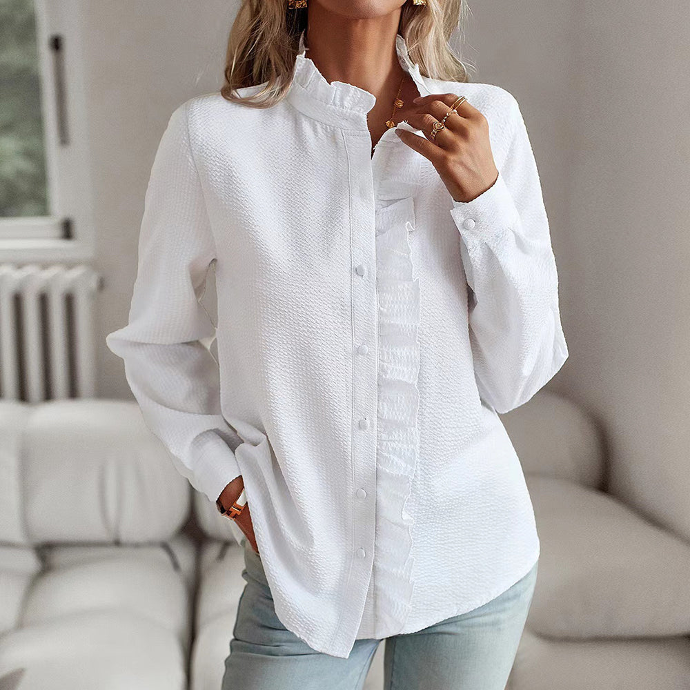 Jolene | Women's Ruffle Detail Button-Up Shirt