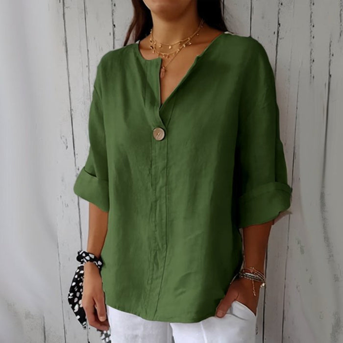 Thea | Women's Relaxed Linen Blouse with Button Detail