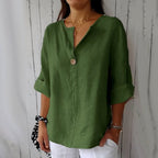 Thea | Women's Relaxed Linen Blouse with Button Detail