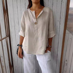 Thea | Women's Relaxed Linen Blouse with Button Detail