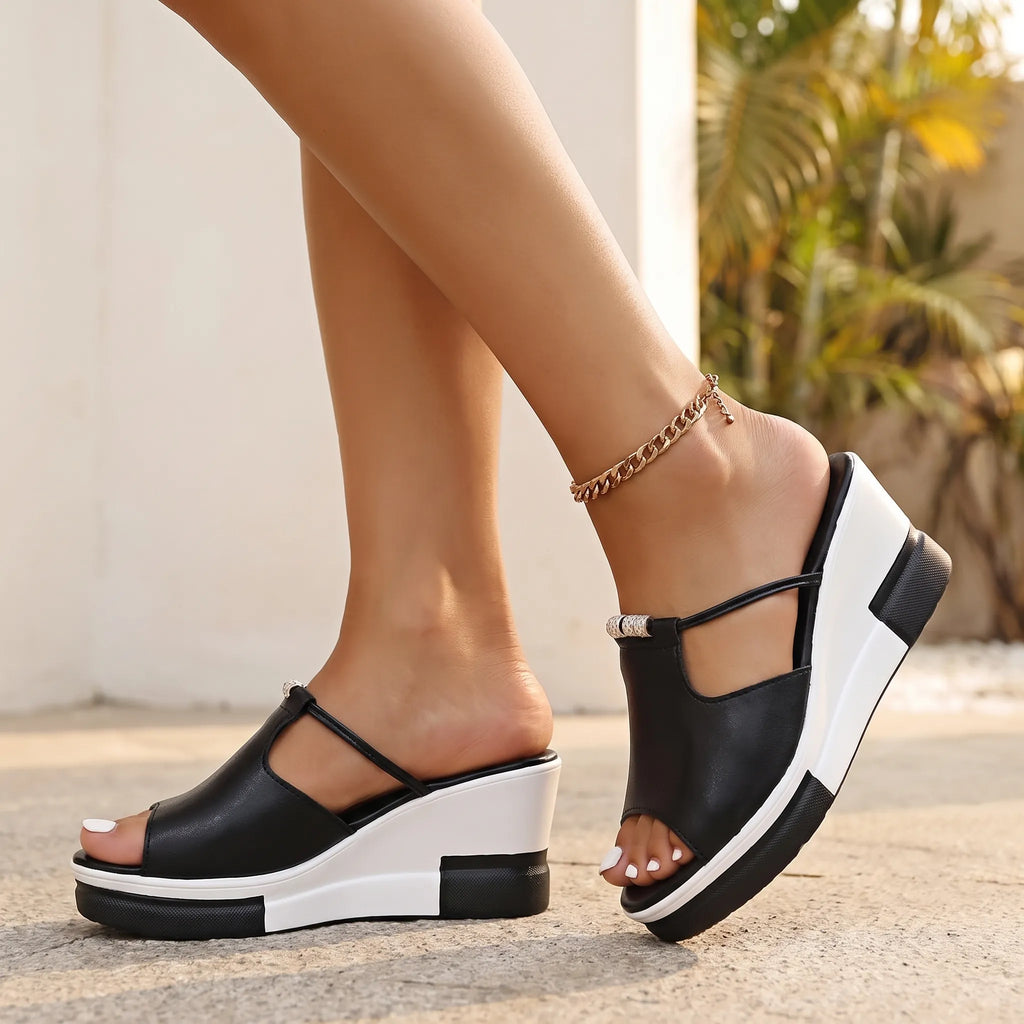 Vellara - Slip-On Open-Toe Wedge Orthopedic Sandals