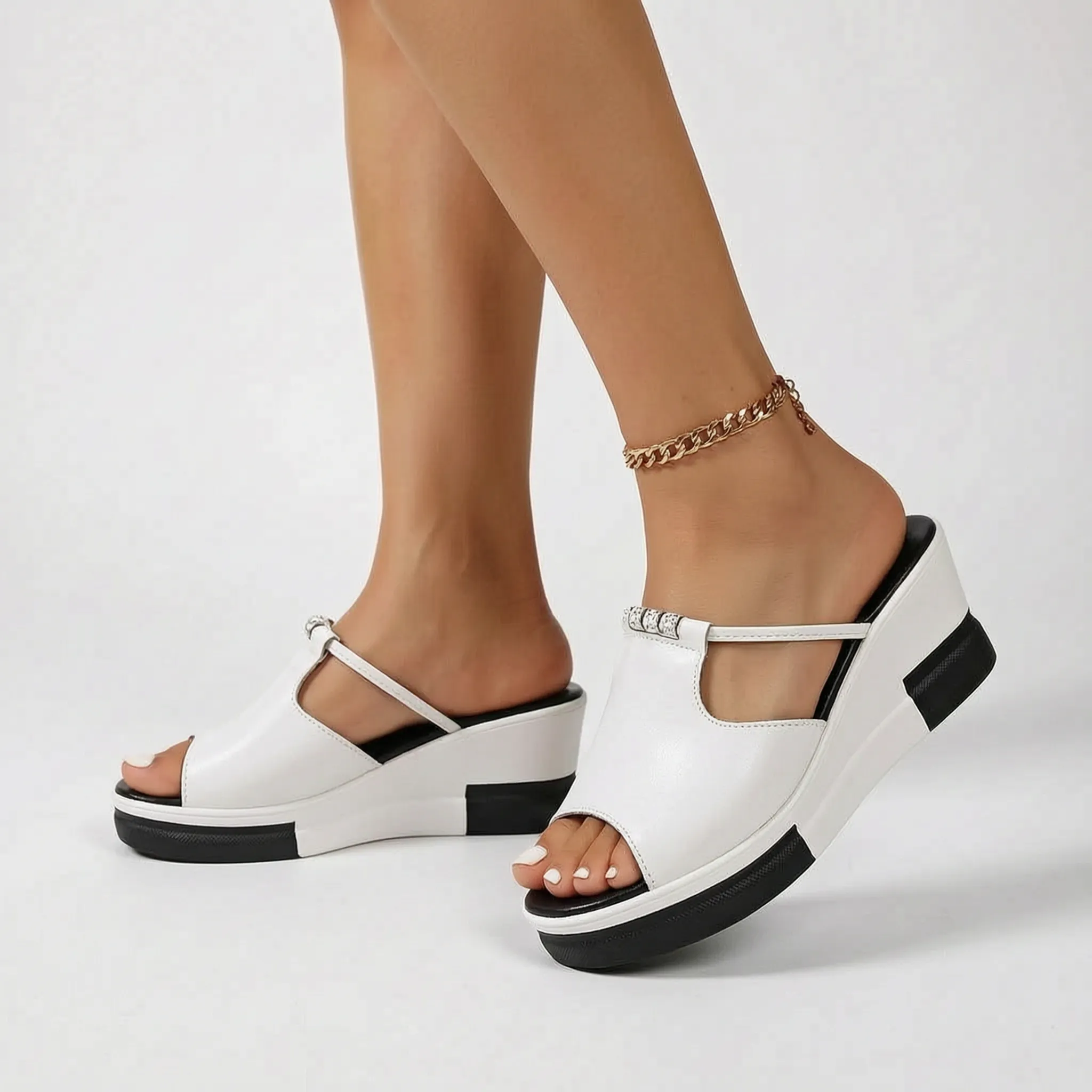 Vellara - Slip-On Open-Toe Wedge Orthopedic Sandals
