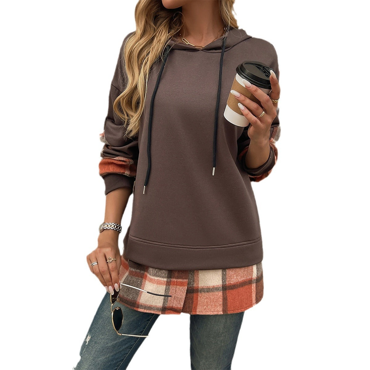 Soren | Women's Oversized Plaid Hoodie with Layered Look